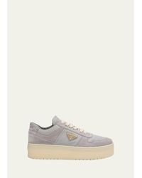 Prada - Downtown Bold Re-Nylon And Suede Platform Sneakers - Lyst
