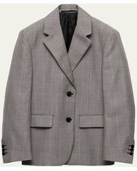 Prada - Grisaglia Check Single-Breasted Blazer Jacket - Lyst