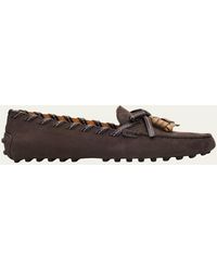 Tod's - Gommino Whipstitch Suede Driver Loafers - Lyst