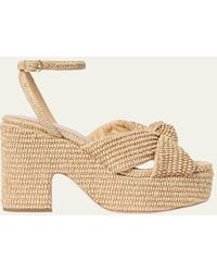 Loeffler Randall - Raffia Knotted Chunky Platform Sandals - Lyst