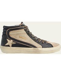 Golden Goose - Slide Mid-top Mixed Leather Sneakers - Lyst