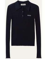 Miu Miu - Cashmere-Silk Polo Shirt - Lyst