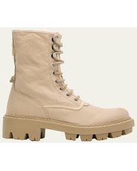 Prada - Canvas Ankle Combat Boots - Lyst