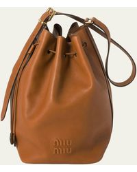 Miu Miu - Drawstring Leather Bucket Bag - Lyst