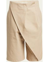 Loewe - Draped Pleated Long Shorts - Lyst