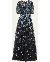 Teri Jon - Embroidered A-Line Tulle Gown - Lyst