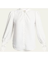 L'Agence - Ava Lace-cuff Blouse - Lyst