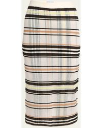 Bottega Veneta - Stripe Check Knit Body-con Midi Skirt - Lyst