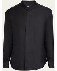 Giorgio Armani - Silk Dress Shirt With Stand Collar - Lyst