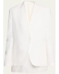 Brunello Cucinelli - Linen-blend Blazer Jacket With Crispy Organza Underlay - Lyst