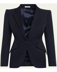 McQueen - Peaked Shoulder Crepe Single-Button Jacket - Lyst