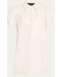 Alice + Olivia - Jem Vegan Leather Puff-Sleeve Shirtdress - Lyst