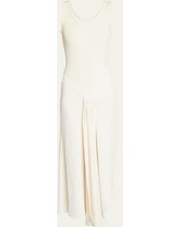 Victoria Beckham - Ribbed Asymmetric Midi Dress With Front Panel - Lyst