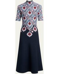 Etro - Printed High-neck Knit Midi Dress - Lyst