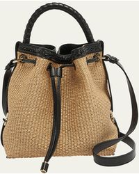Chloé - Marcie Drawstring Bucket Bag In Raffia And Leather - Lyst