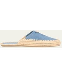 Prada - Triangle Logo Suede Espadrille Mules - Lyst