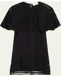 Sea - Lula Embroidered Cape-Sleeve Mini Dress - Lyst