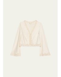 LoveShackFancy - Fioretta Lace-Trim Satin Top - Lyst