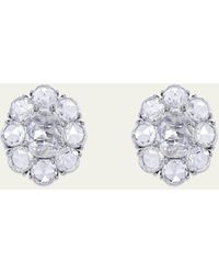 Bayco - Platinum Rose Cut Stud Earrings With Diamonds - Lyst