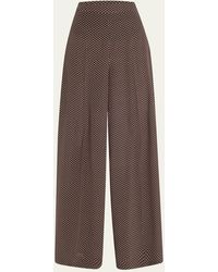 Michael Kors - Polka-Dot Silk Flowy Wide-Leg Pants - Lyst
