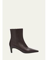 Brunello Cucinelli - 55Mm Monili Heel Leather Ankle Booties - Lyst