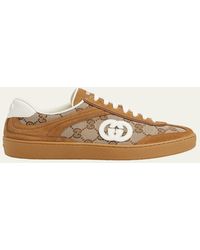 Gucci - G75 Suede And Leather Gg Sneakers - Lyst