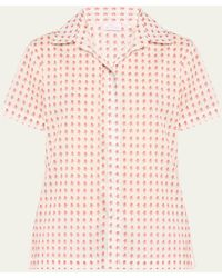 Pour Les Femmes - Floral-print Linen Short Pajama Set - Lyst