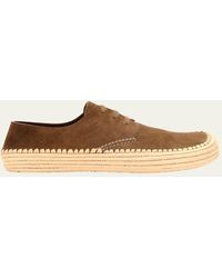 Loewe - Rio Suede And Raffia Lace-Up Shoes - Lyst