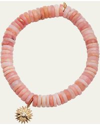 Sydney Evan - 14k Pink Opal Wheel Bracelet With Diamond Evil Eye Charm - Lyst