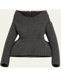 Marc Jacobs - Padded V-Neck Peplum Sweater - Lyst