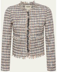 L'Agence - Angelina Plaid Tweed Jacket - Lyst