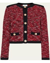 MILLY - Kelly Button-Down Tweed Knit Cardigan - Lyst