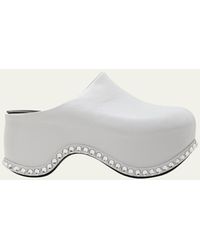 AREA X SERGIO ROSSI - Leather Crystal Slide Clogs - Lyst