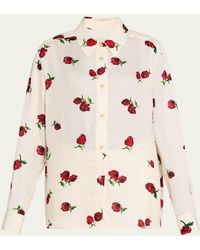 KHAITE - Argo Floral-Print Silk Button-Down Top - Lyst