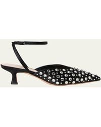 Loeffler Randall - Rio Embellished Satin Kitten-Heel Pumps - Lyst