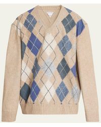 Bottega Veneta - Argyle Print Leather Sweater - Lyst