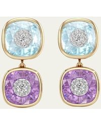 Bhansali - 18k Yellow Gold One Collection Double Cushion Bezel Amethyst And Diamond Earrings - Lyst