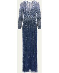 Pamella Roland - Crystal Long Ombre Tulle Gown - Lyst