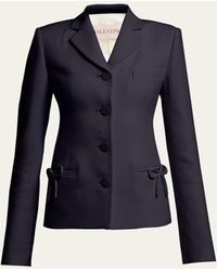 Valentino Garavani - Crepe Couture Slim-fit Blazer Jacket With Bow Details - Lyst