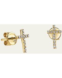 Sydney Evan - 14k Gold Diamond Cross Single Stud Earring - Lyst
