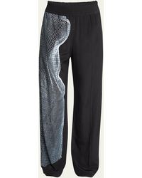 Victoria Beckham - Net-print Silk Pajama Trousers - Lyst