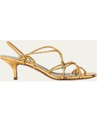 MARIA LUCA - Iside Metallic Caged Slingback Sandals - Lyst