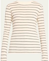 Vince - Striped Long-sleeve Crewneck T-shirt - Lyst