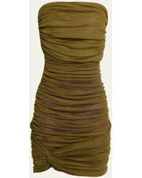 Saint Laurent - Ruched Strapless Mini Dress - Lyst