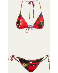 Dolce & Gabbana - Flower Power Two-piece Triangle Bikini Set - Lyst