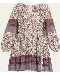 Ulla Johnson - Abri Floral Long-Sleeve Mini Dress - Lyst