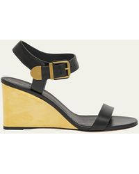 Chloé - Rebecca Leather Wedge Ankle-strap Sandals - Lyst
