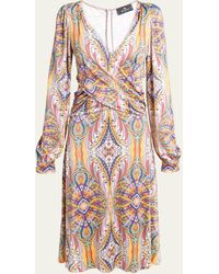 Etro - Kaleidoscope Long-sleeve Draped Jersey Midi Dress - Lyst