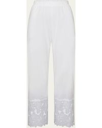 Hanro - Clara Cropped Floral-embroidered Cotton Pants - Lyst