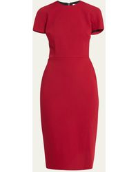 Victoria Beckham - T-shirt Fitted Midi Dress With Back Zipper - Lyst